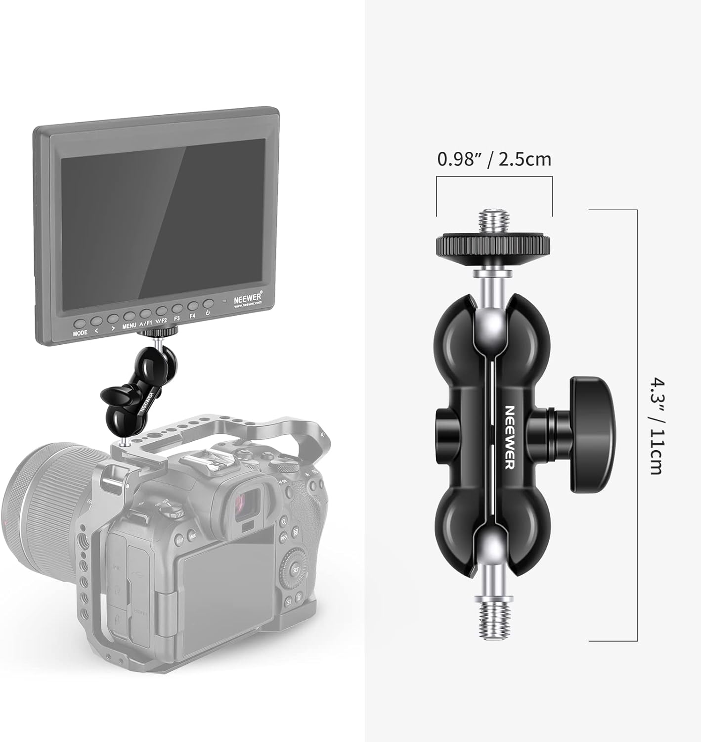 Neewer 10099612 Double Ball Head with Cold Shoe Mount