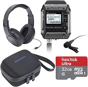 Zoom F1 Field Recorder Lavalier - Audio Package Bundle