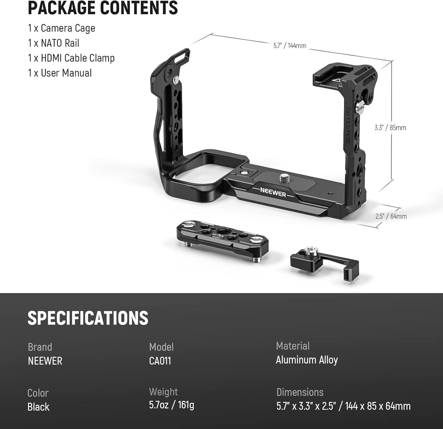 Neewer CA011 FX3 FX30 Camera Cage Rig