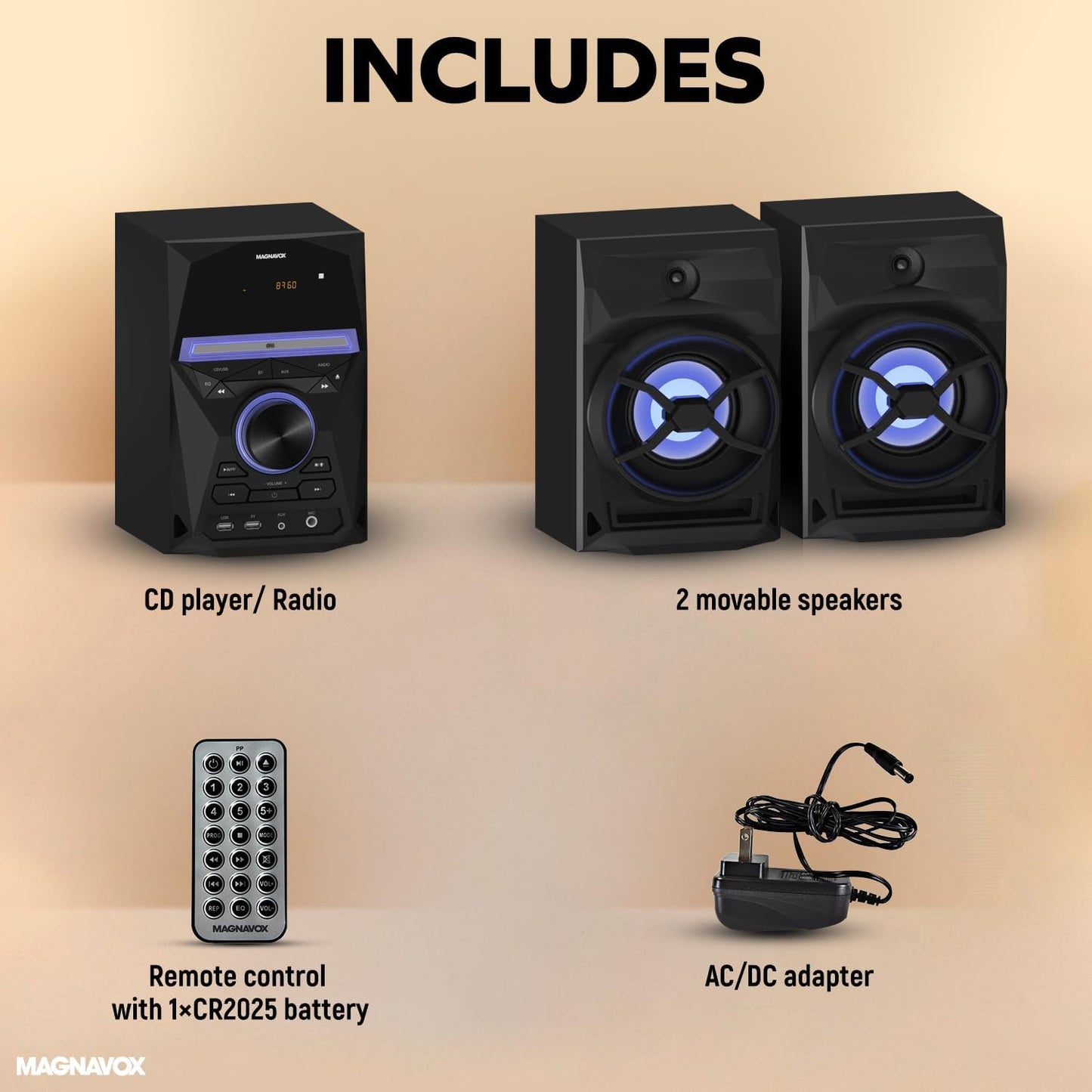 Magnavox MM441-EC 3-Piece CD Shelf System Bluetooth