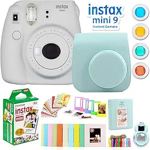 Fujifilm E9FJFMINI9W Instax Mini 9 Smokey White Camera Bundle