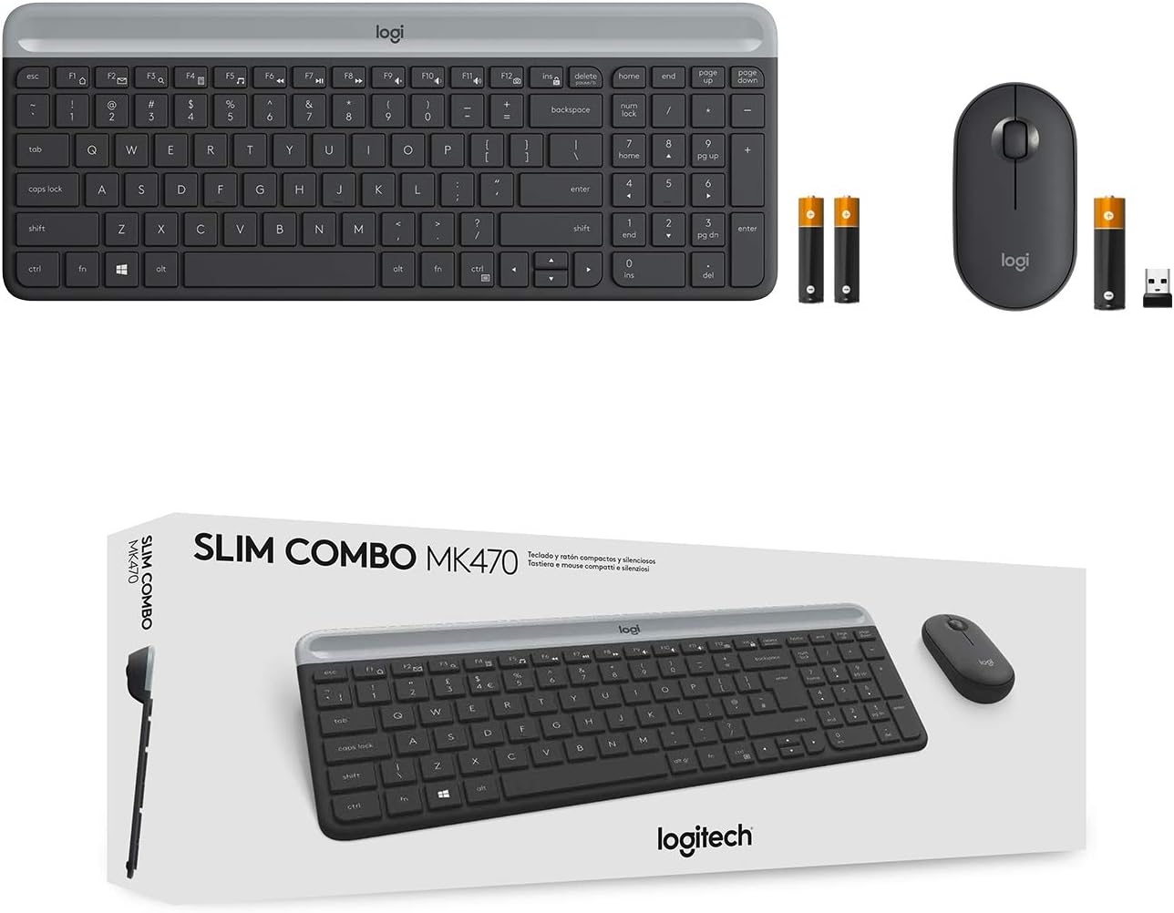 Logitech 920-009437-cr MK470 Slim Wireless Combo Graphite Renewed