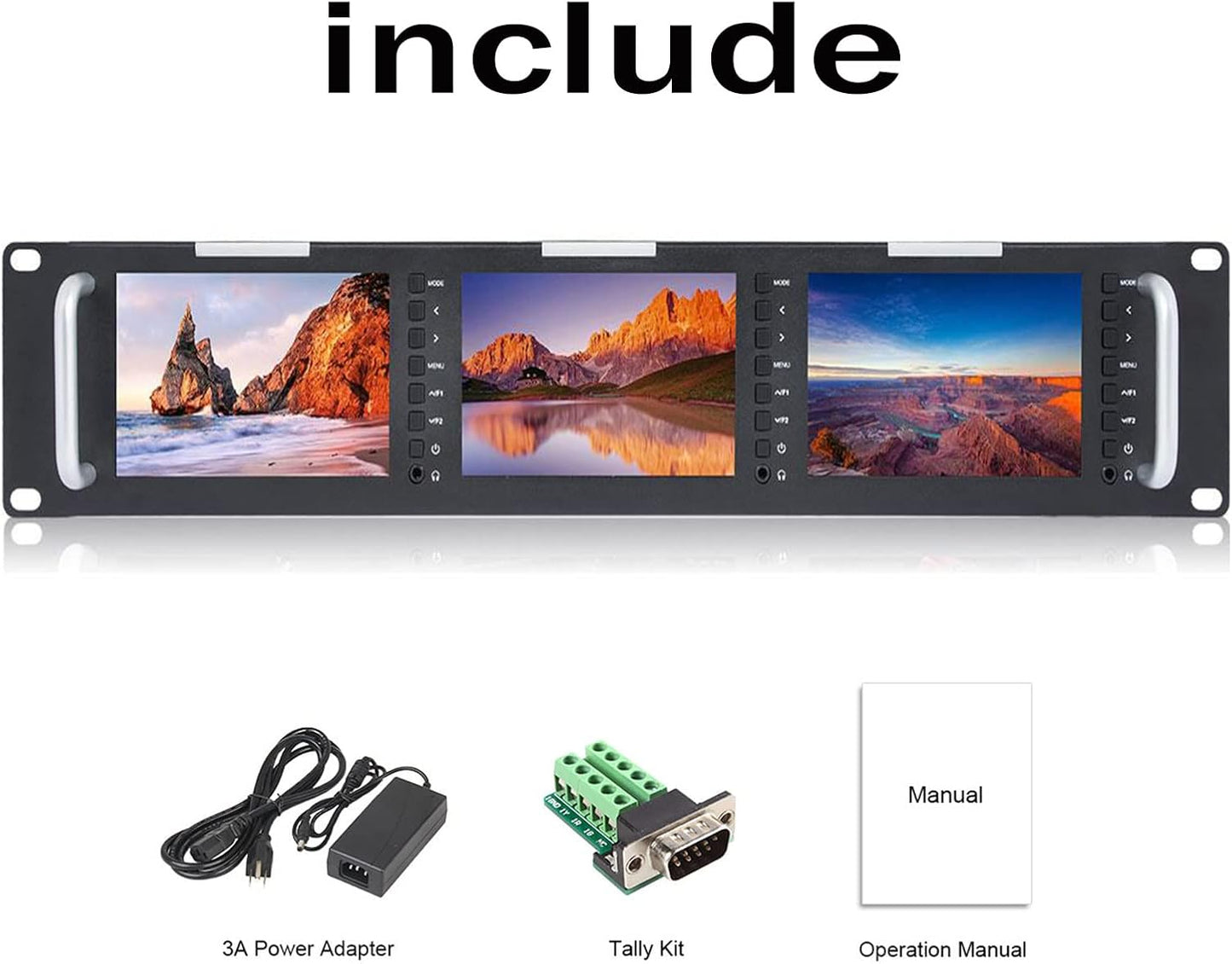 FEELWORLD T51-H Triple 5" LCD Rack Mount Monitor