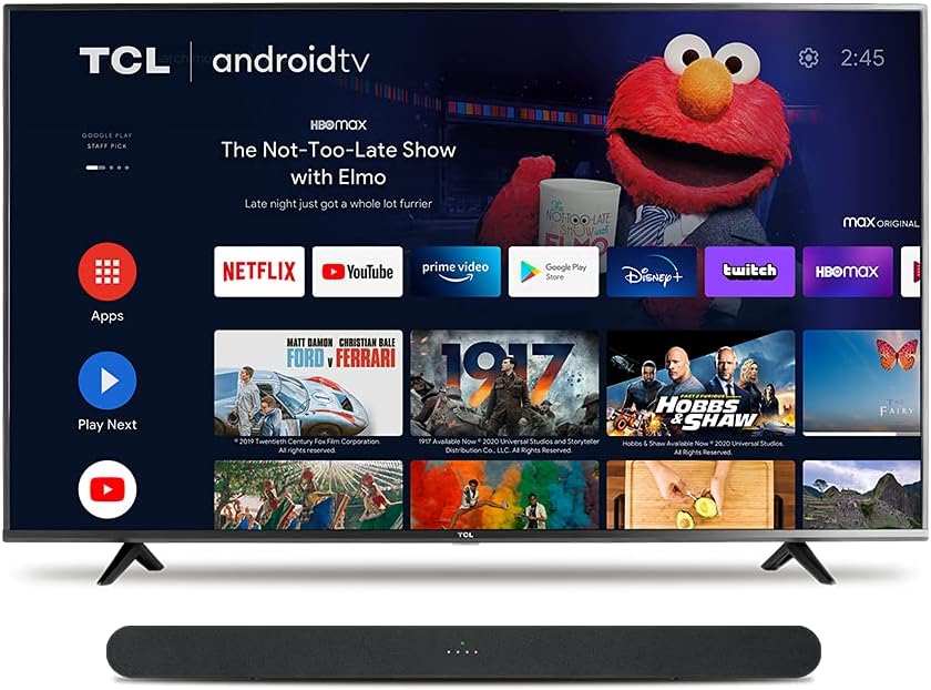 TCL 4 Series 55S434 55" 4K UHD HDR Android TV Bundle