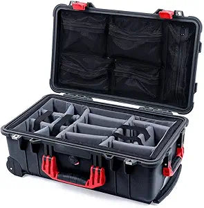 Pelican 1510 Black & Red Carry-On Case with Dividers