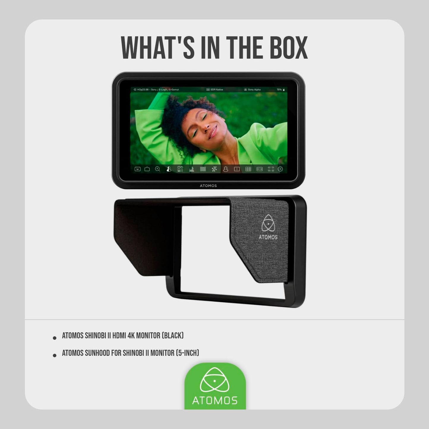 Atomos Shinobi II Monitor Bundle: 4K HDMI, HDR Touchscreen + Sunhood
