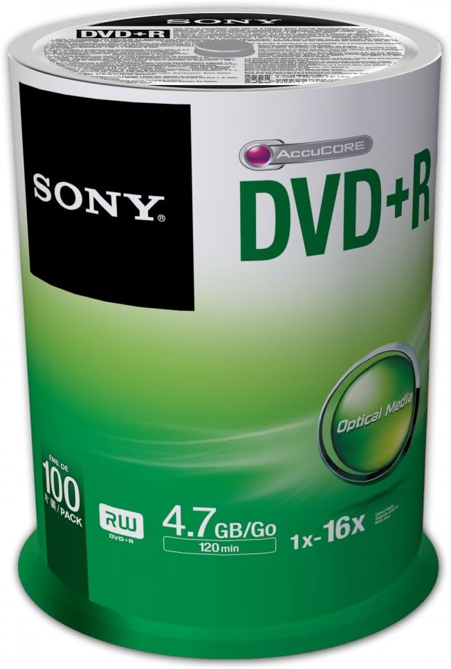 Sony 100DPR47SP 16x DVD+R 4.7GB Spindle - 100 Pack — main product image