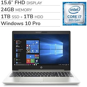 HP ProBook 450 G6 i7-8565U, 24GB RAM, 1TB SSD + 1TB HDD Premium Laptop