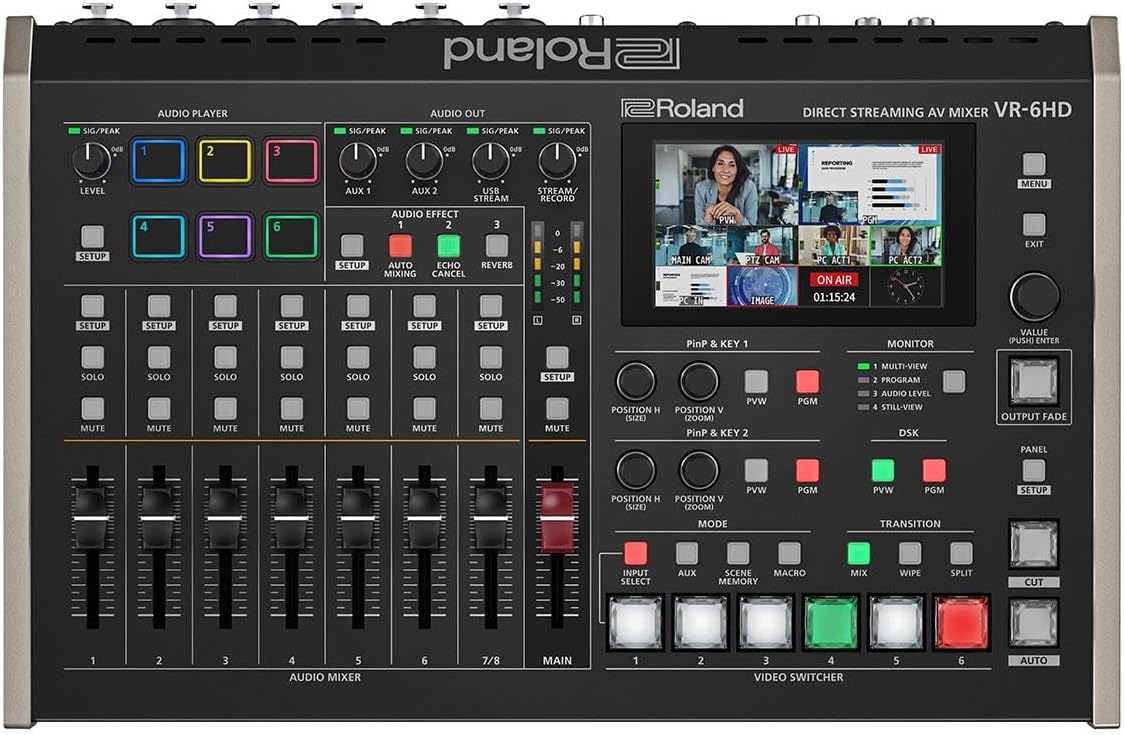 Roland VR-6HD - Direct Streaming AV Mixer, Portable Livestream Hub