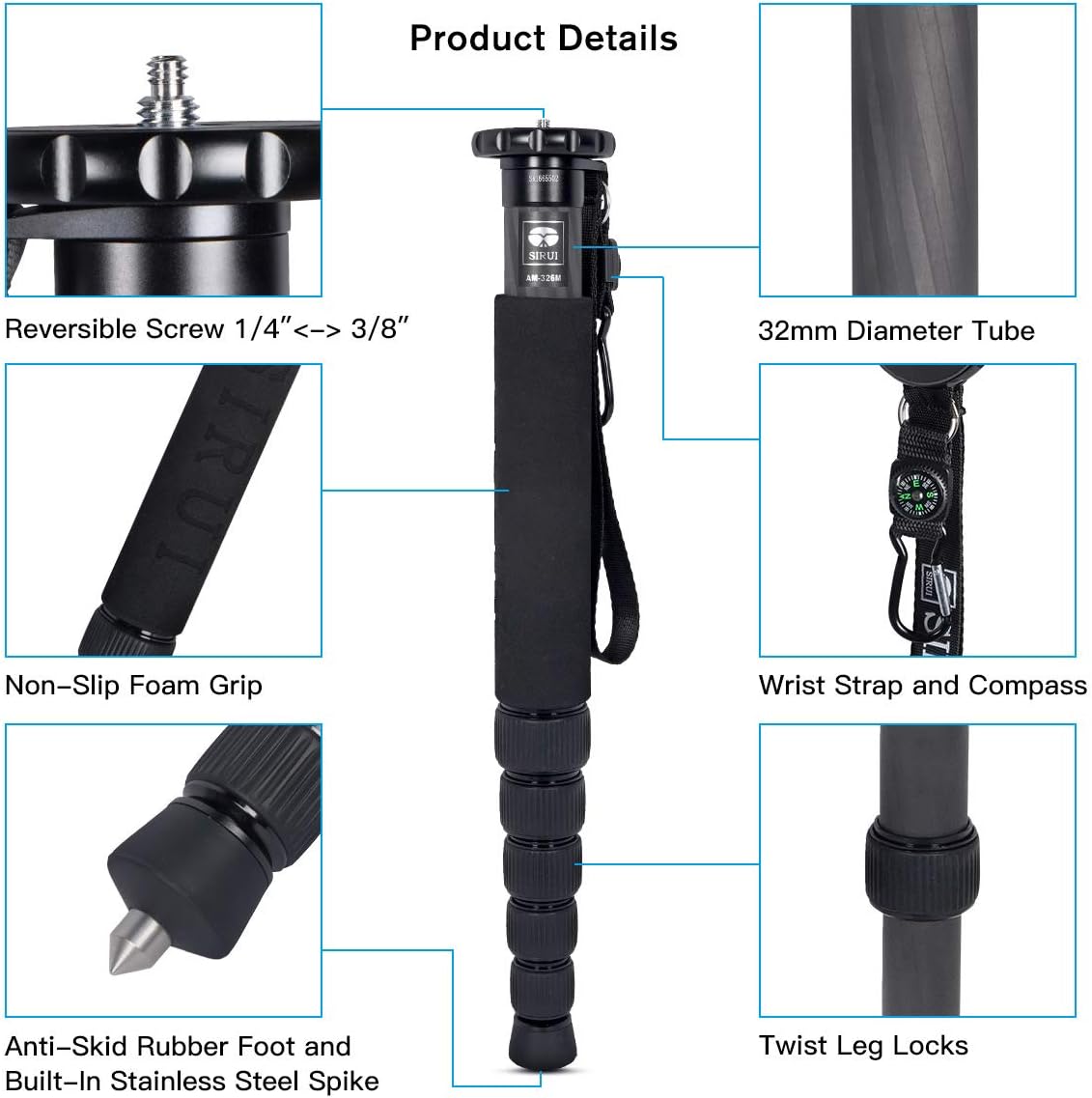 Sirui AM-326M Carbon Fiber Compact Travel Monopod