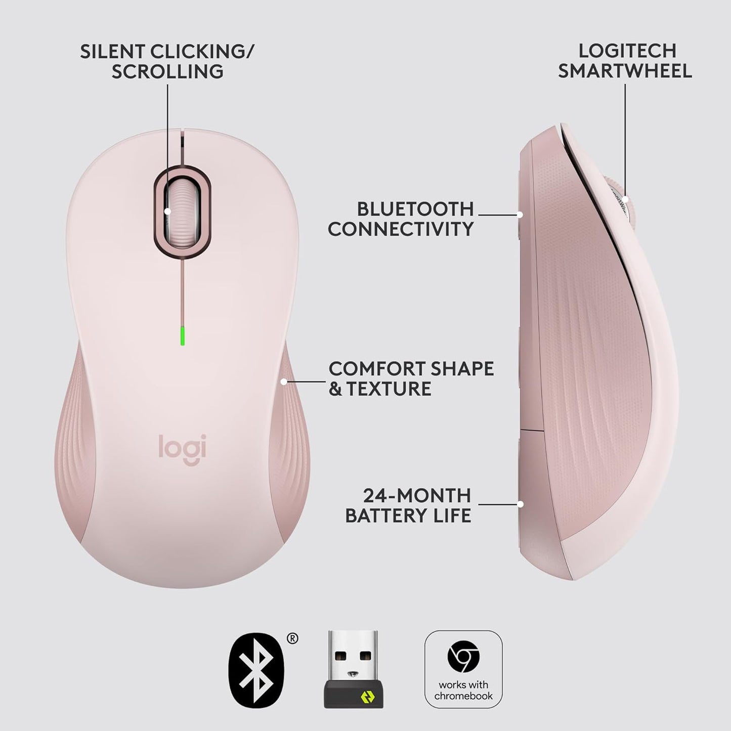 Logitech 910-006593 Signature M550 Rose Wireless Mouse