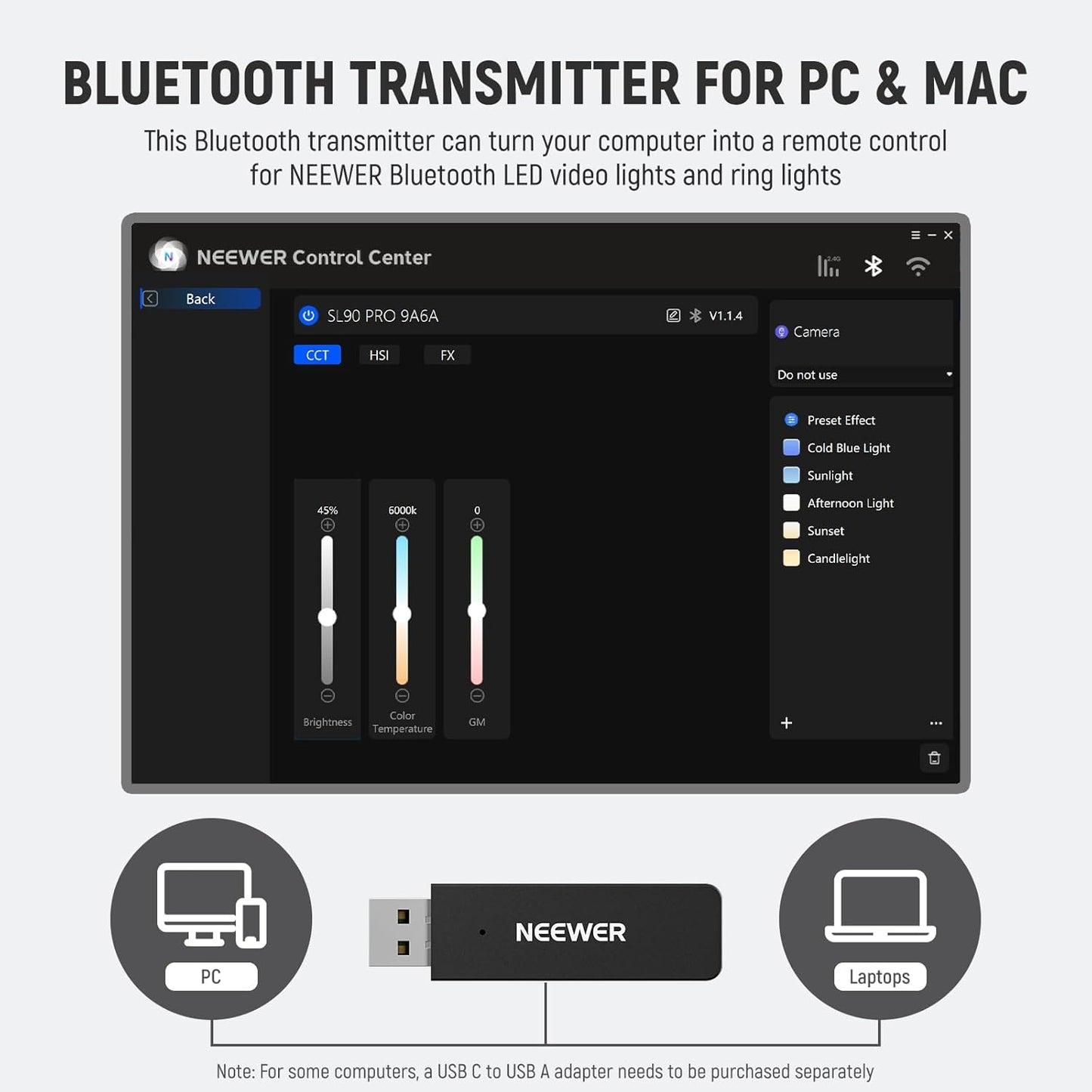 Neewer NW-BT Bluetooth USB Transmitter for LED Lights