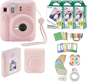 Fujifilm Mini 12 Instant Camera Bundle: Blossom Pink + Accessories