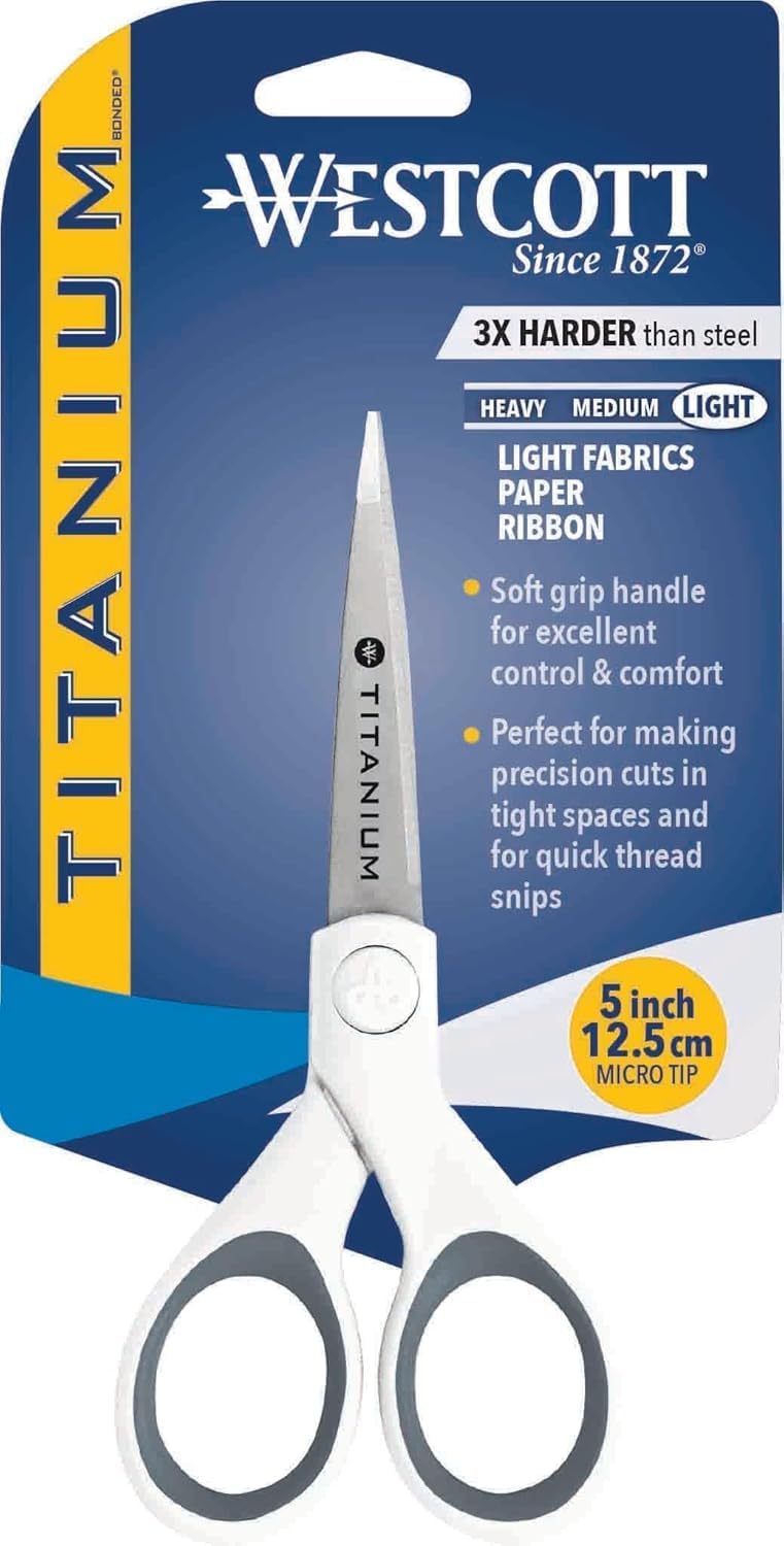 Westcott 16376 5-Inch Micro-Tip Fabric Scissors