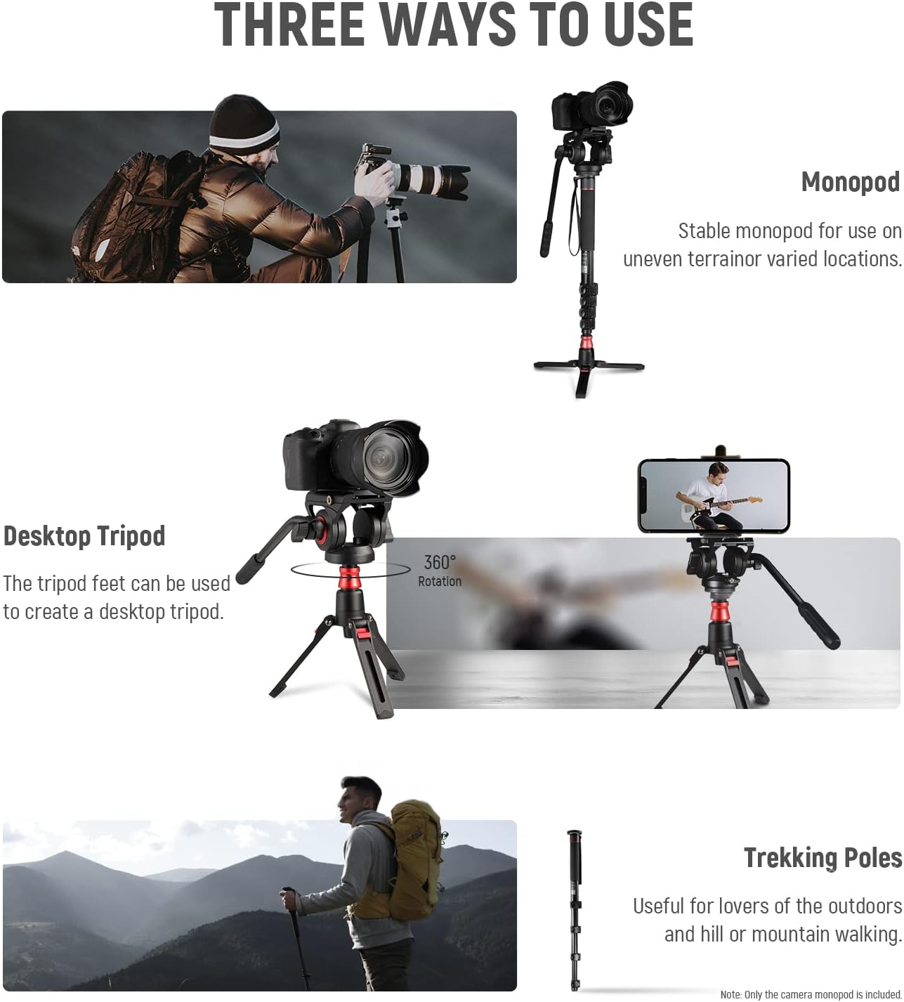 Neewer Professional Camera Monopod with Fluid Head