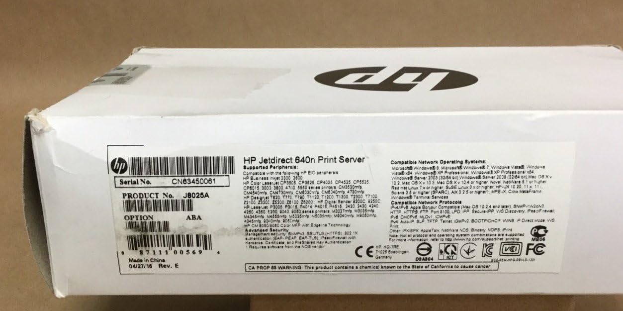 HP J8025A#ABA Jetdirect 640n Gigabit Ethernet Print Server
