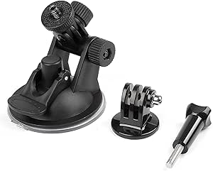 GoPro Camera Suction Cup Mount: Adapter Screw, 360 Rotation