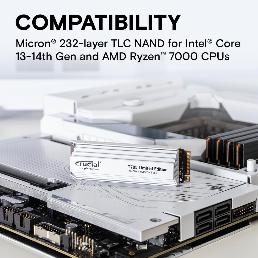 Crucial CT2000T705SSD5A 2TB Gen5 NVMe SSD White