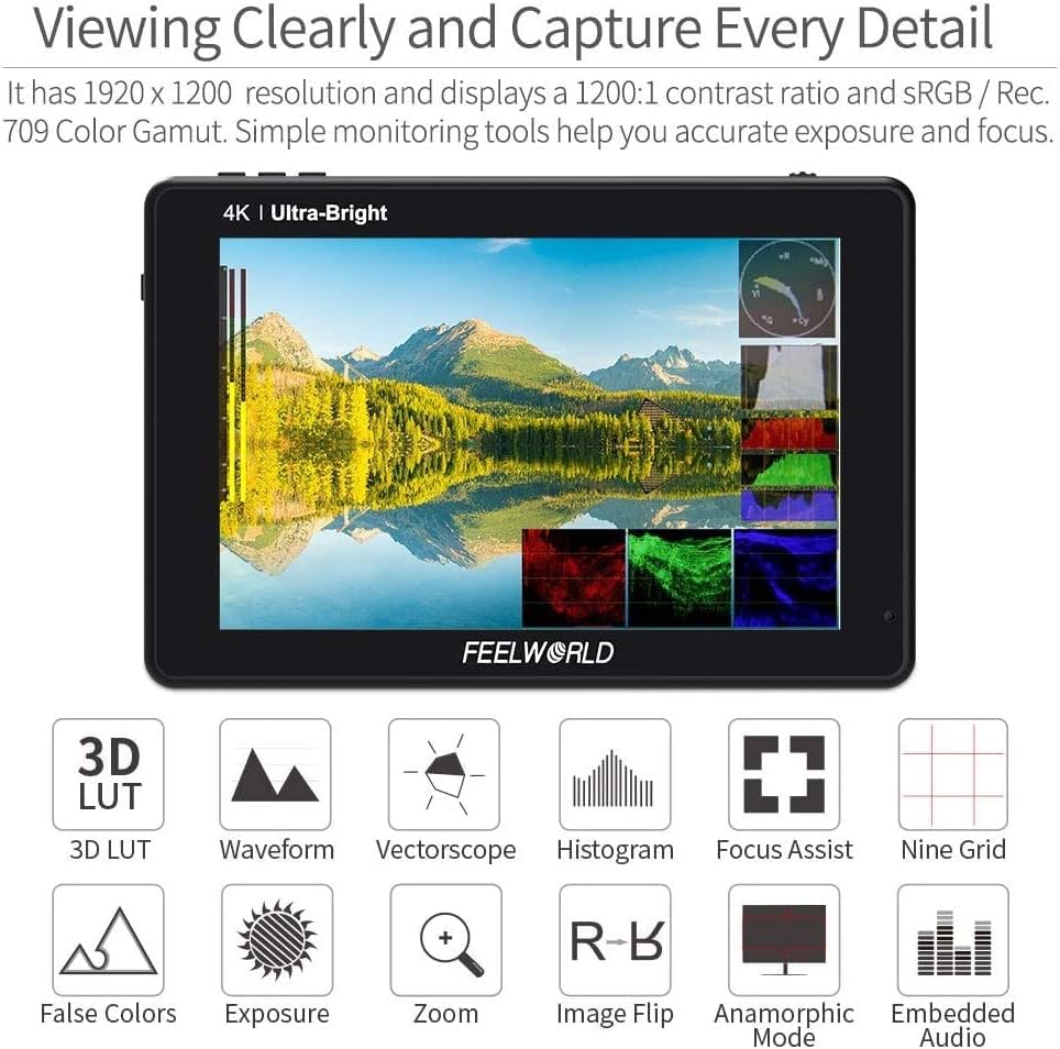 FEELWORLD LUT7 PRO+NP-F970 7" 2200nits Camera Field Monitor Bundle