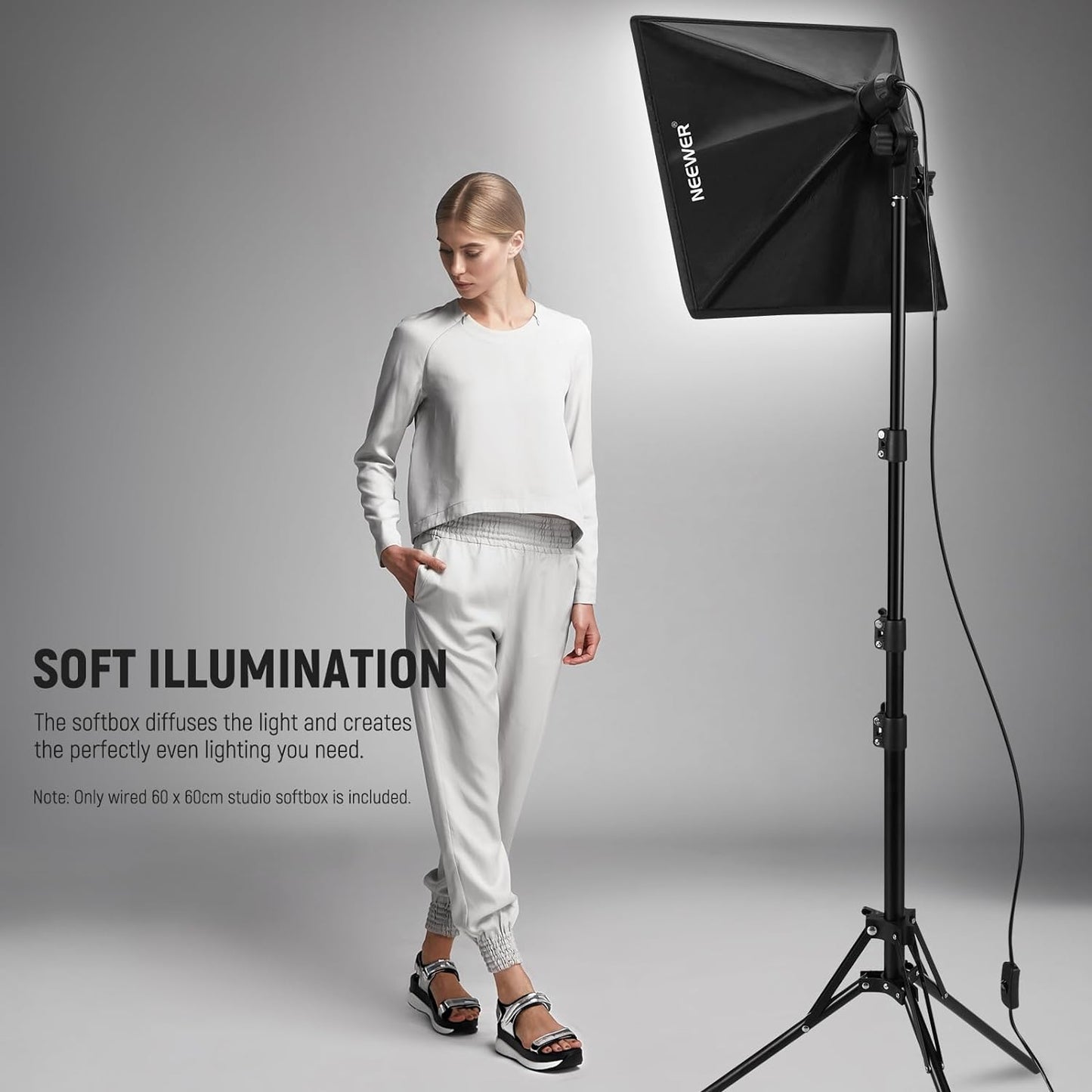 Neewer 10102625 24x24" Softbox with E26 Socket for Studio Lighting