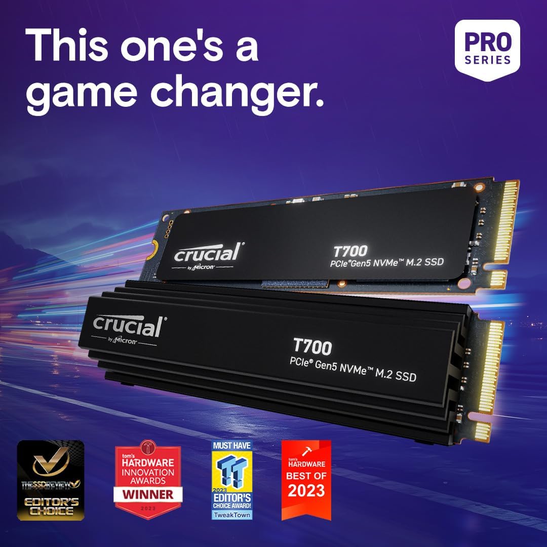 Crucial CT1000T700SSD5 1TB Gen5 NVMe SSD Heatsink