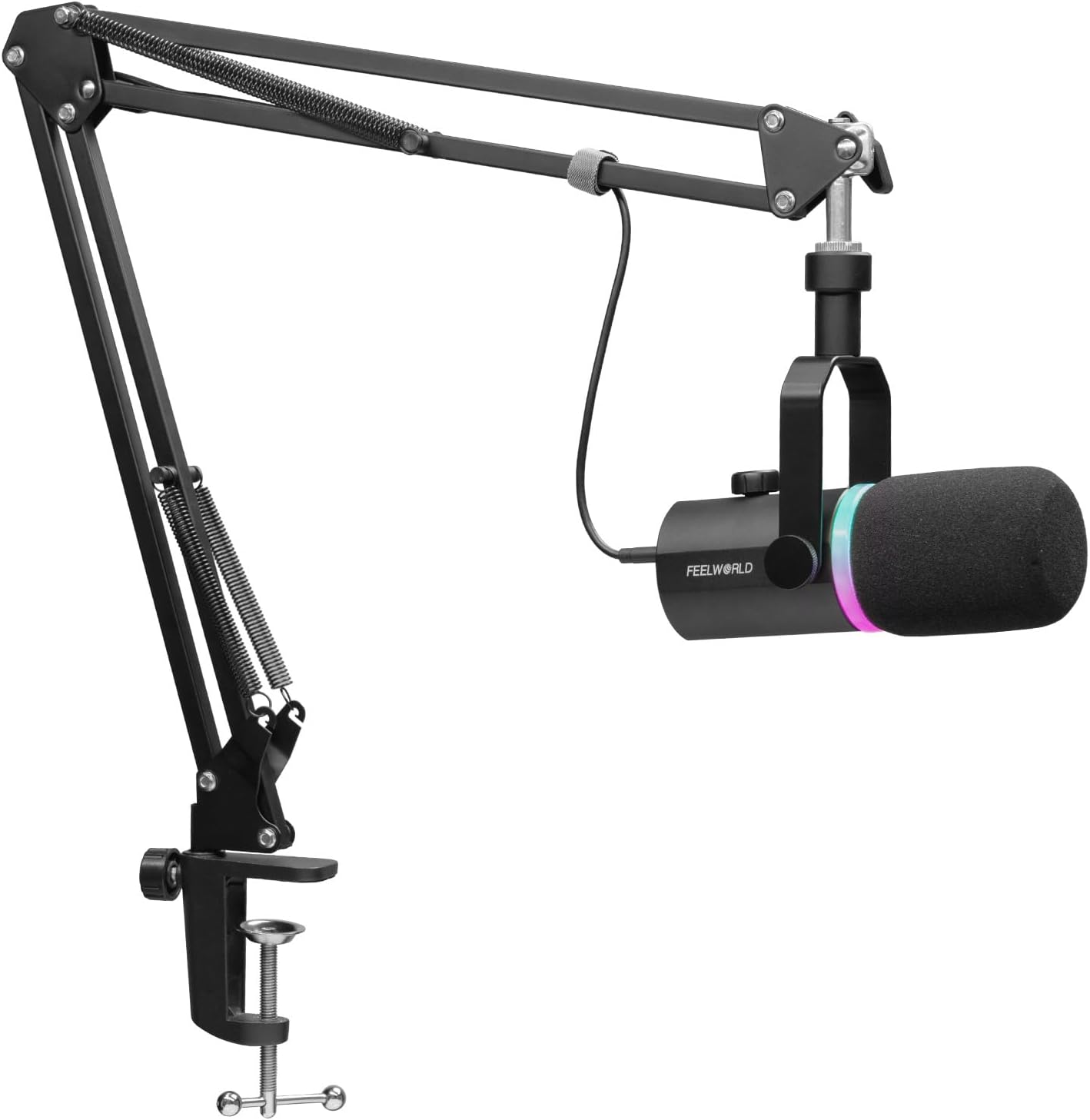 FEELWORLD PM1 XLR USB Dynamic Podcast Microphone with Boom Arm