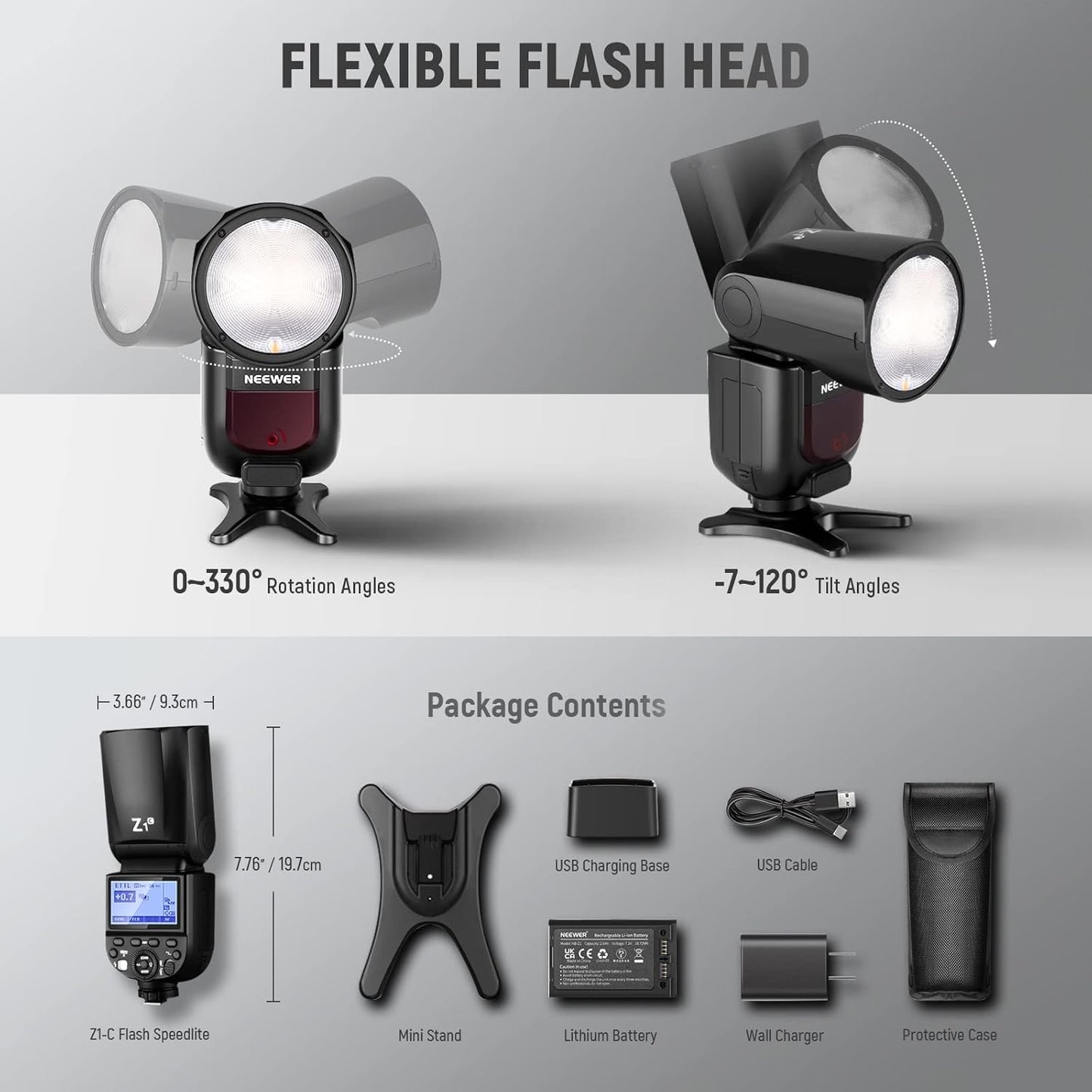 Neewer Z1-C TTL Round Head Flash for Canon