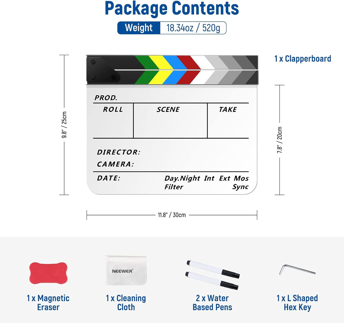 Neewer 10083458@@##1 Acrylic Film Director's Clapper Board