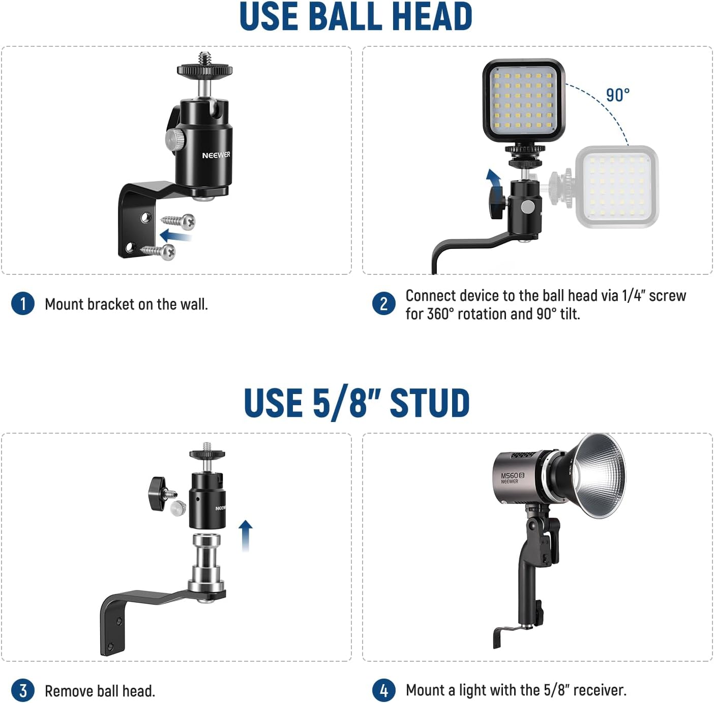 Neewer 10102507 Wall Ceiling Mount Light Bracket