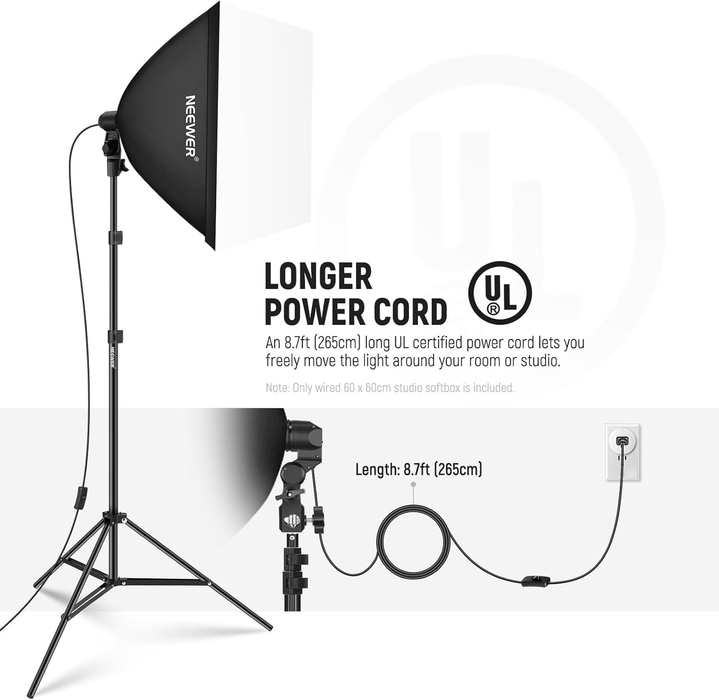 Neewer 10102625 24x24" Softbox with E26 Socket for Studio Lighting