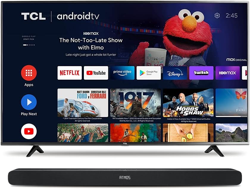 TCL 4 Series 50" 4K UHD HDR Smart Android TV with Alto 8i Sound Bar