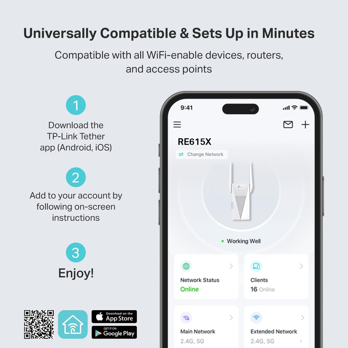 TP-Link RE615X AX1800 WiFi 6 Range Extender