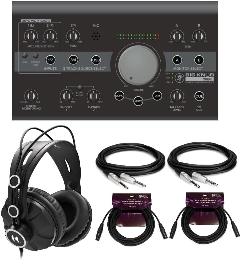 Mackie Big Knob Studio Monitor Controller Interface Bundle
