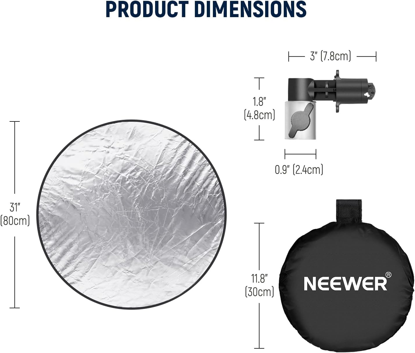 Neewer 10102775 32" 5-in-1 Photography Reflector with Holder