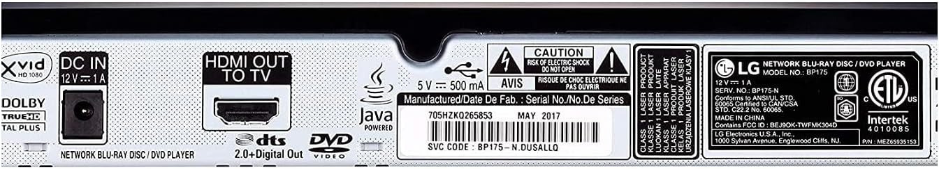 LG BP175 Blu-Ray DVD Player HDMI Cable Bundle
