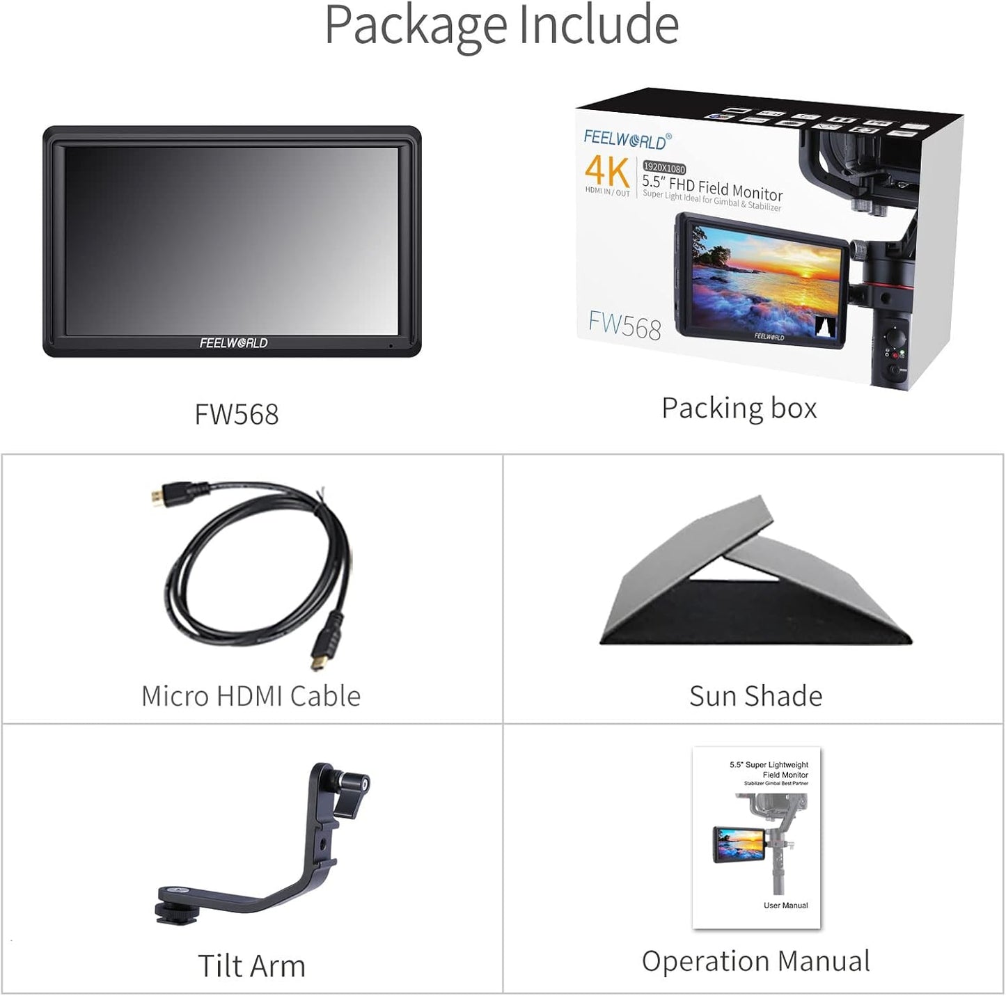 FEELWORLD FW568 V3 6" 4K HDMI Camera Field Monitor