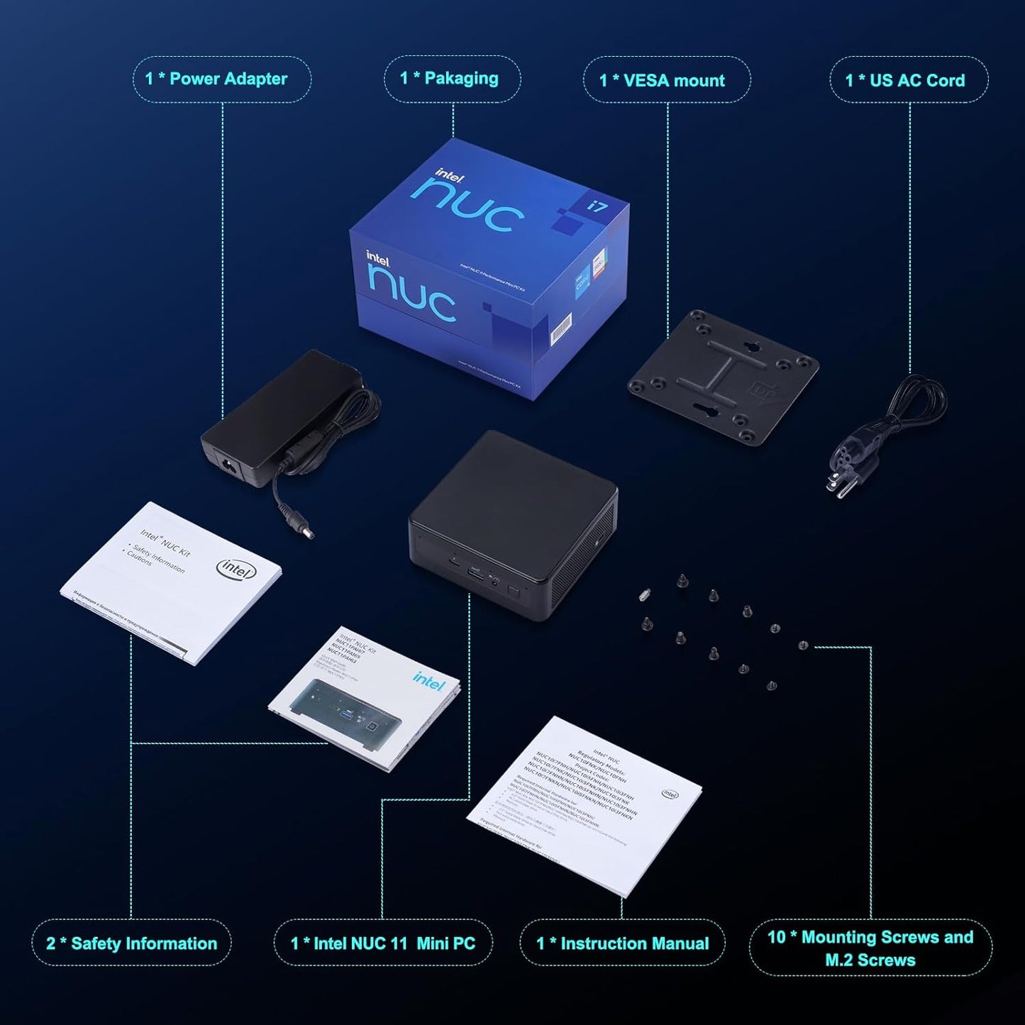 Intel Core i7 NUC11PAHi7 Mini PC Win 11 Pro