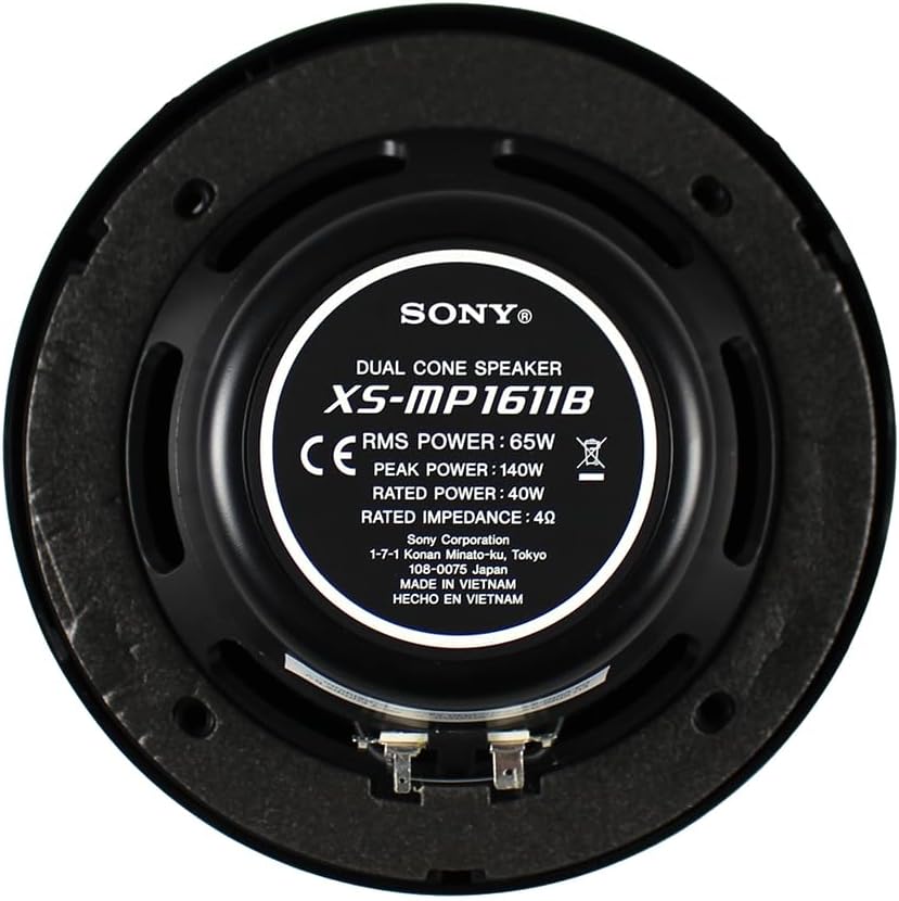 Sony XSMP1611B 6.5" Dual Cone Marine Speakers Black
