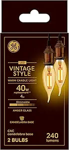 GE 42149 Vintage Style LED Bulb 4W (40W Eq) Dimmable 2-Pack