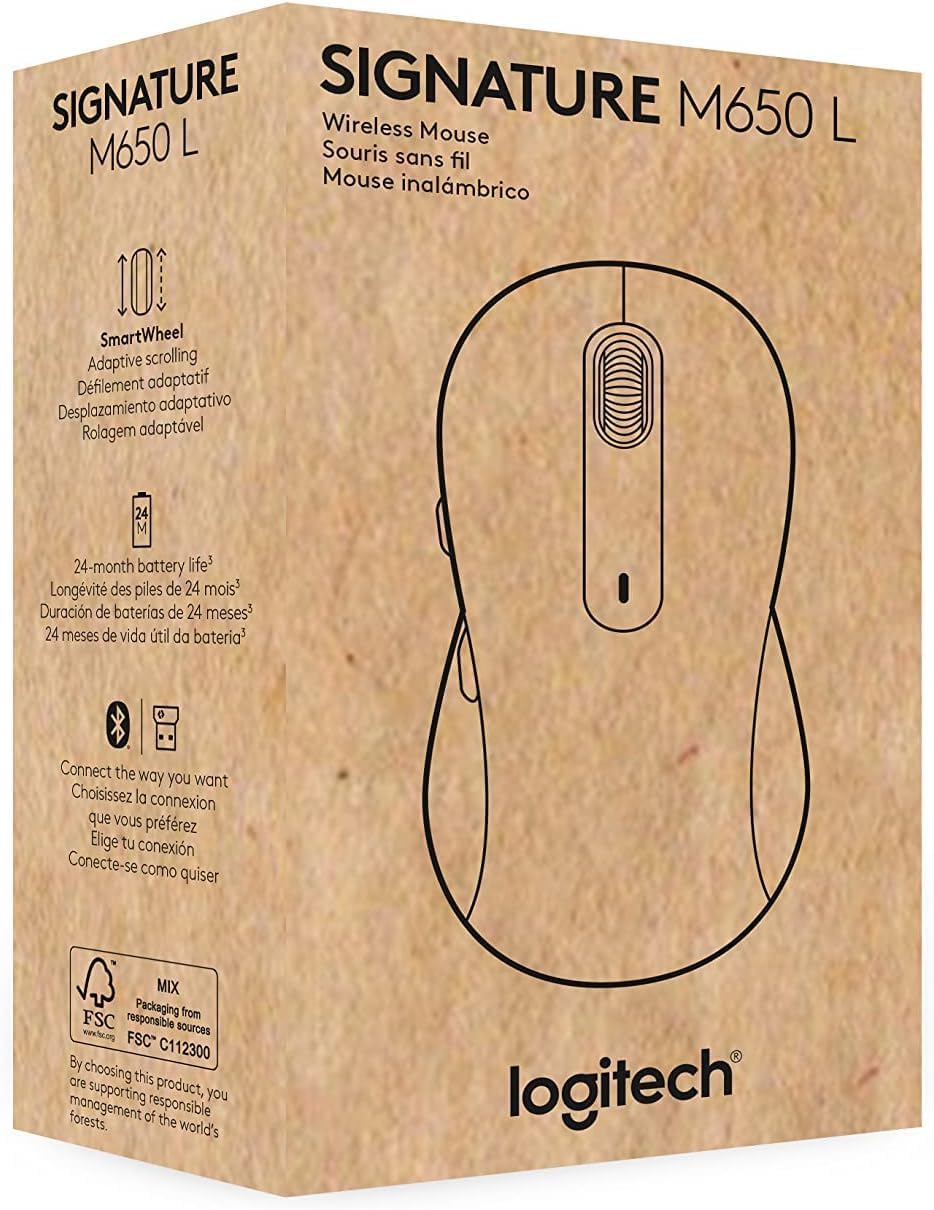 Logitech 910-006265 Signature M650L Wireless Mouse - Large, Black