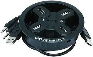Monoprice 6439 In-Desk 4-Port USB 2.0 Hub with Audio