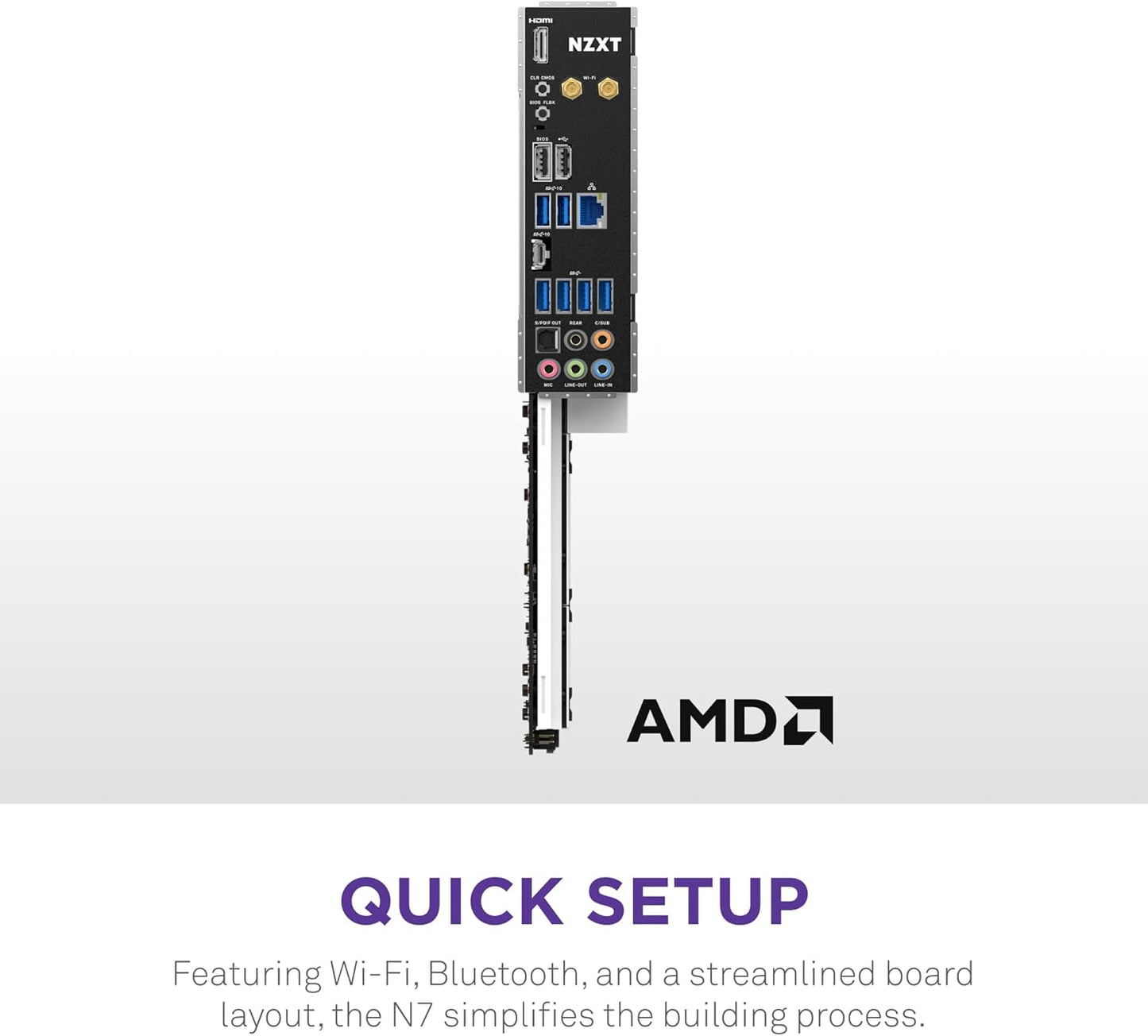 NZXT N7-B65XT-W1 White ATX Gaming Motherboard - AMD AM5