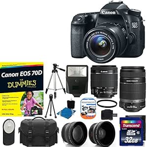 Canon 70DK1 EOS 70D DSLR Camera Bundle 18-55mm & 55-250mm Lens
