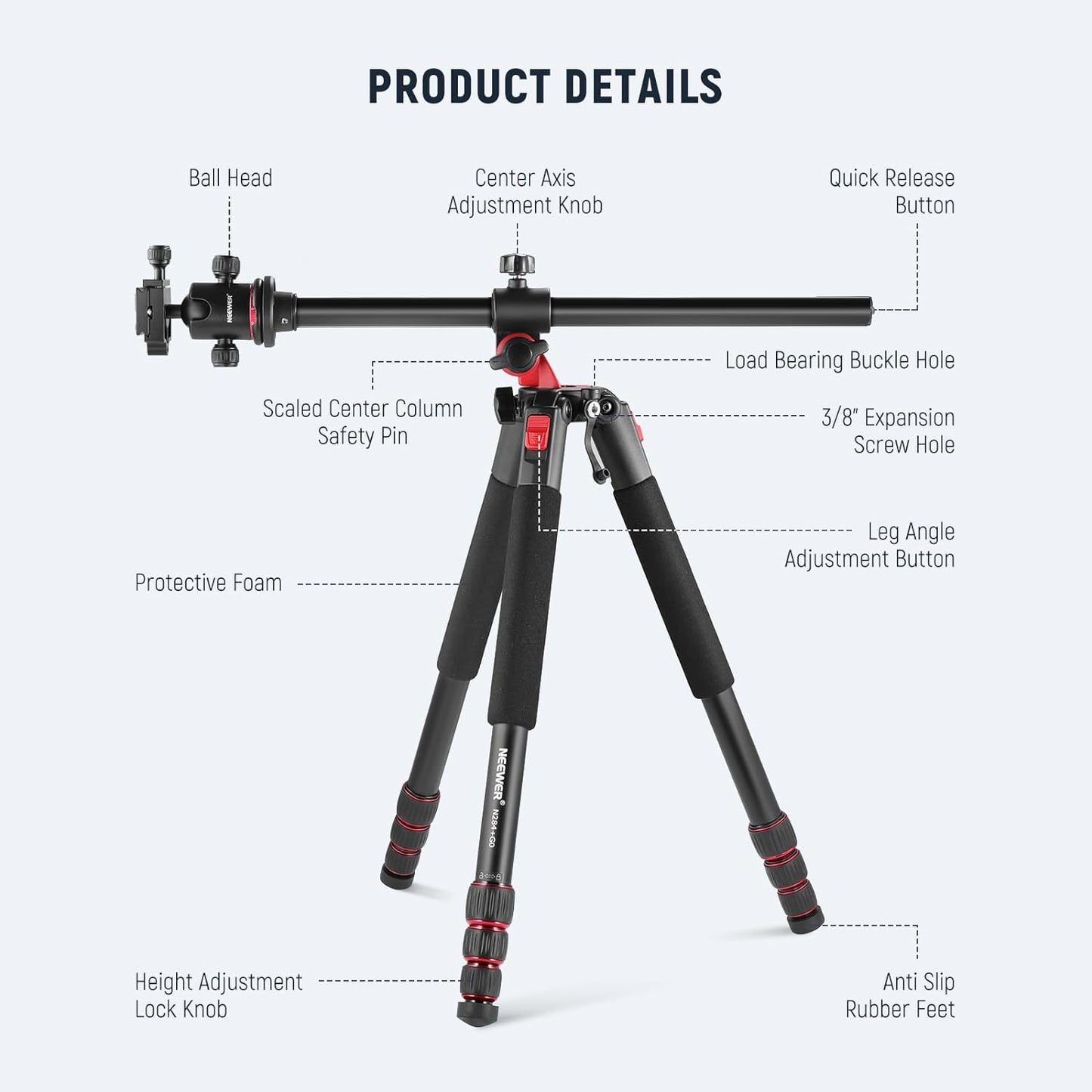 Neewer N284+G0 72" Camera Tripod Monopod w/ Ball Head