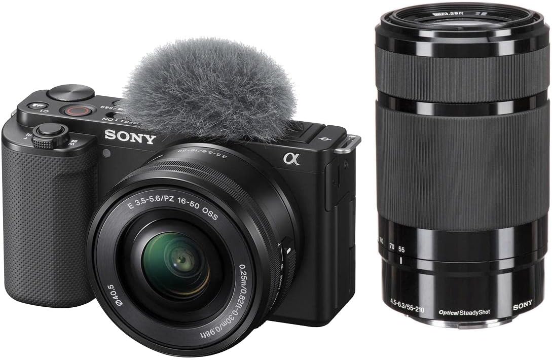 Sony ZV-E10 Mirrorless Vlogging Camera with 16-50mm & 55-210mm Lens Bundle