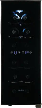 Haier HVTEC12DABS 12-Bottle Dual Zone Wine Cellar Smoked Glass — main product image