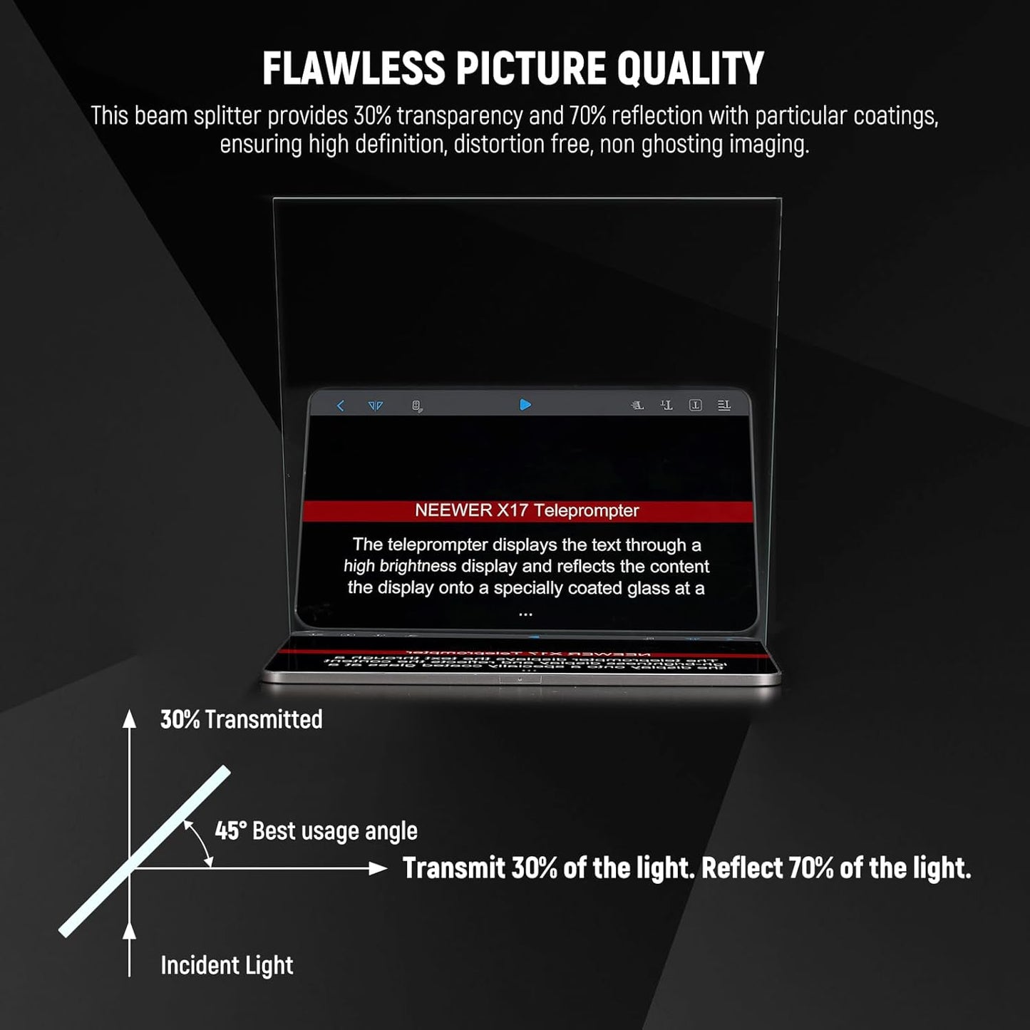 Neewer 33000084 14" Teleprompter Beam Splitter Glass