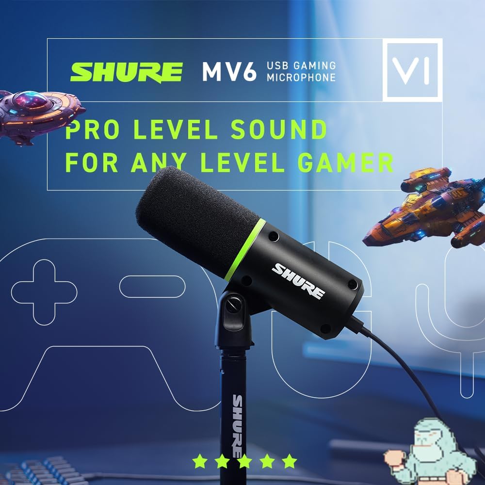 Shure MV6 Gaming Microphone: USB, Dynamic, Noise Cancelling