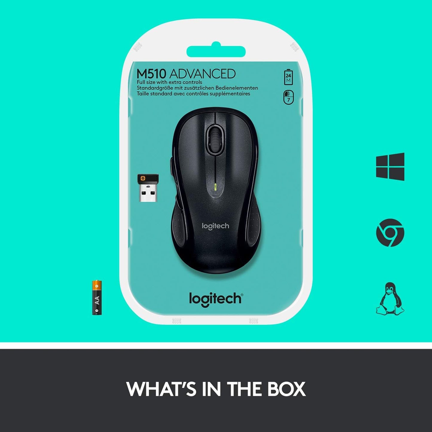 Logitech 5154143 M510 Wireless Mouse Black (Renewed)