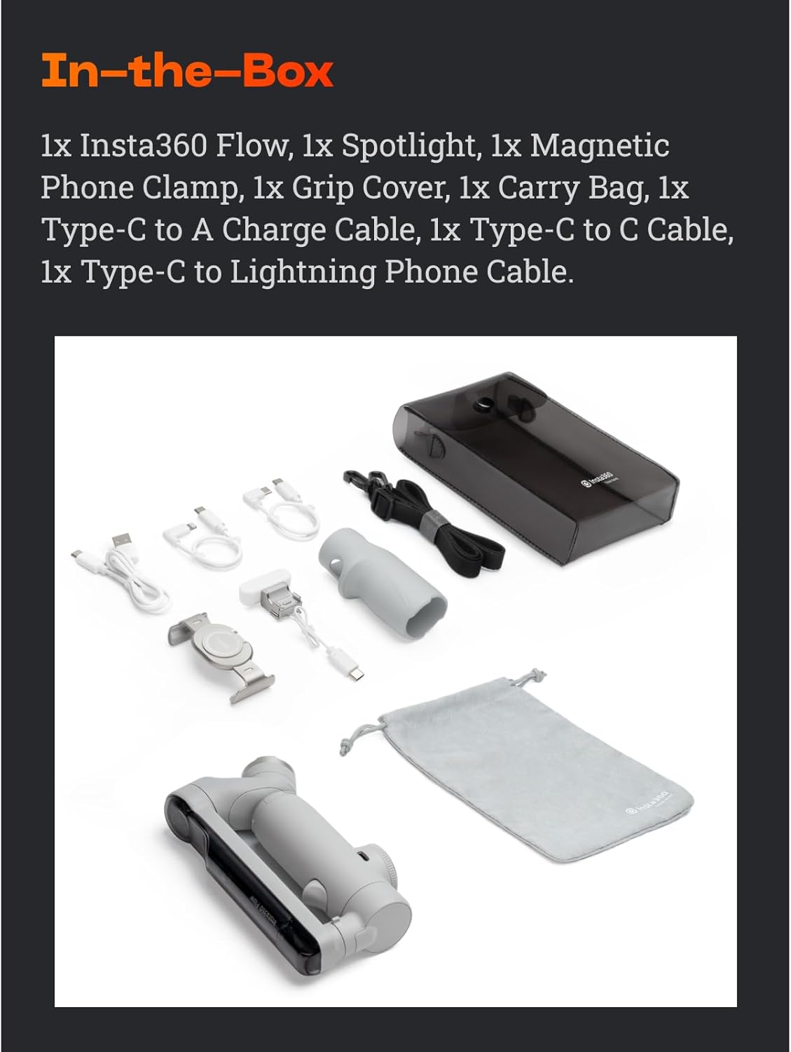 Insta360 CINSABBACW Flow Creator Kit AI Gimbal